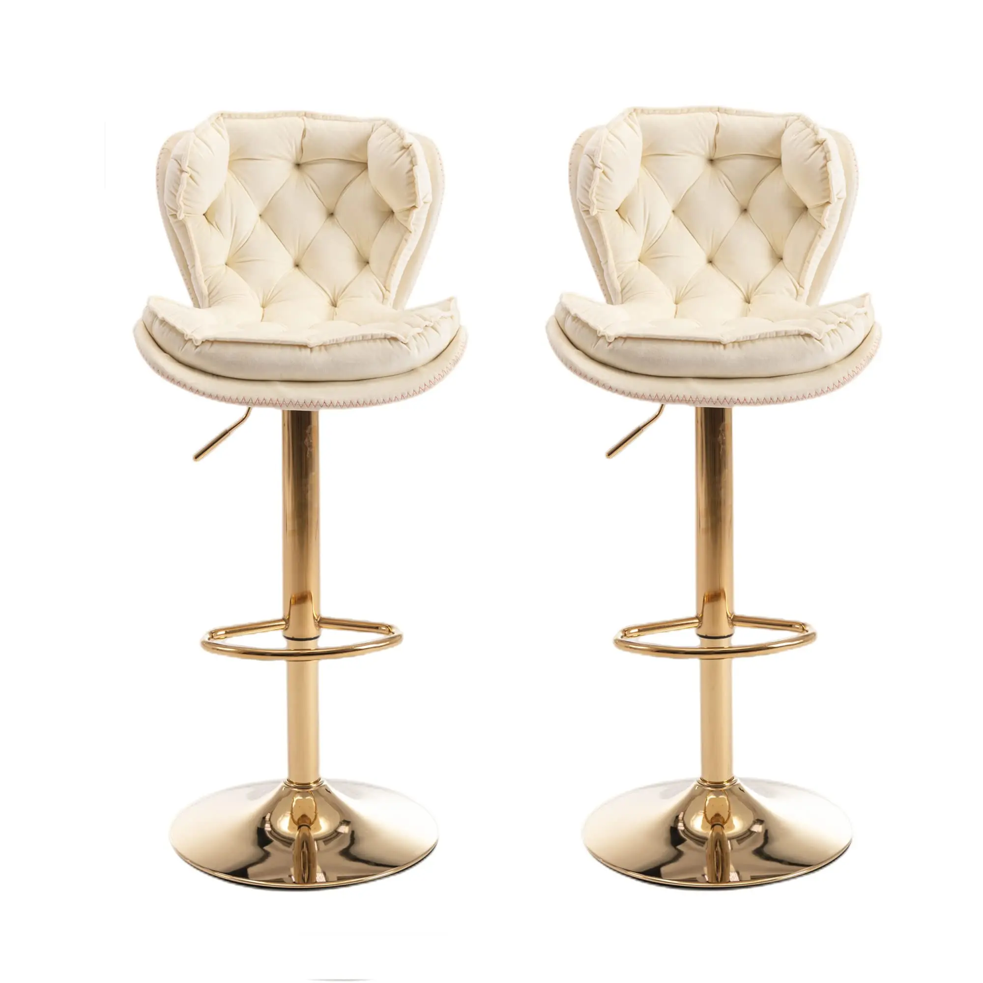 Commercial Bar Stools Velvet Seats Backrest Modern Bar High Swivel Dining Chair