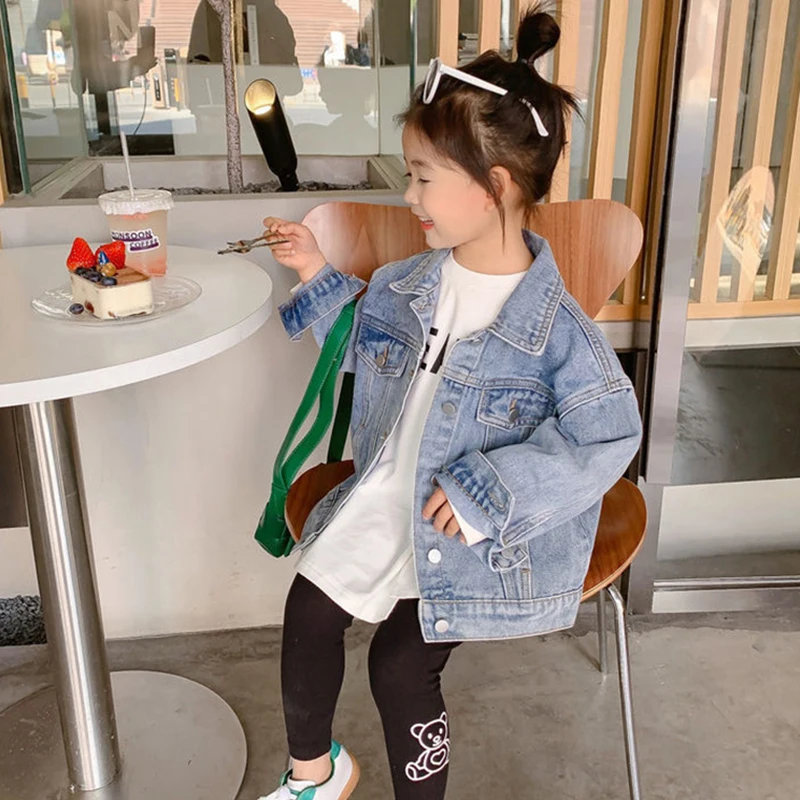 1 2 3 4 5 6 8 10 Years Girls Denim Jacket Cute Rabbit Spring Autumn Fashion Little Princess Baby Coat Birthday Gift Kids Clothes