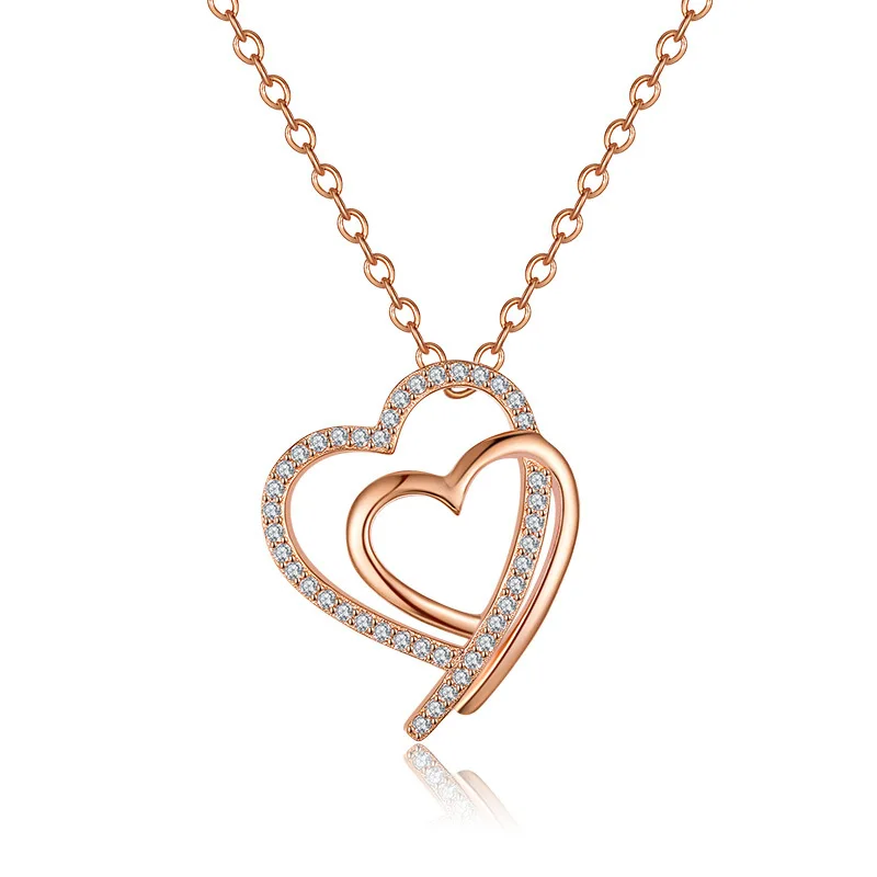 

INSHeart-shaped Luxury Zirconia InlayS925Pure Silver Necklace Versatile Elegant Pendant