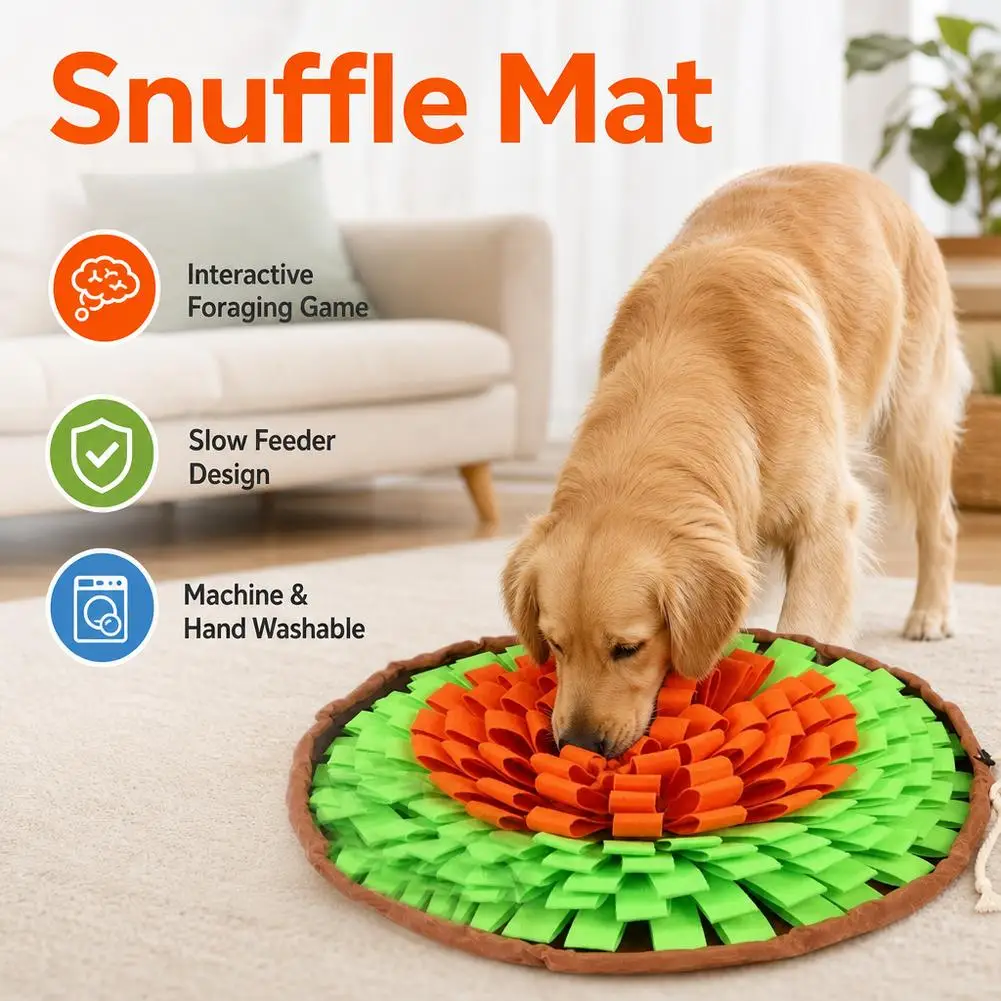 Dog Snuffle Mat Interactive Feeding Puzzle Toy Machine Washable Nose Work Training Slow Feeder Mat for Pet Stress Relief