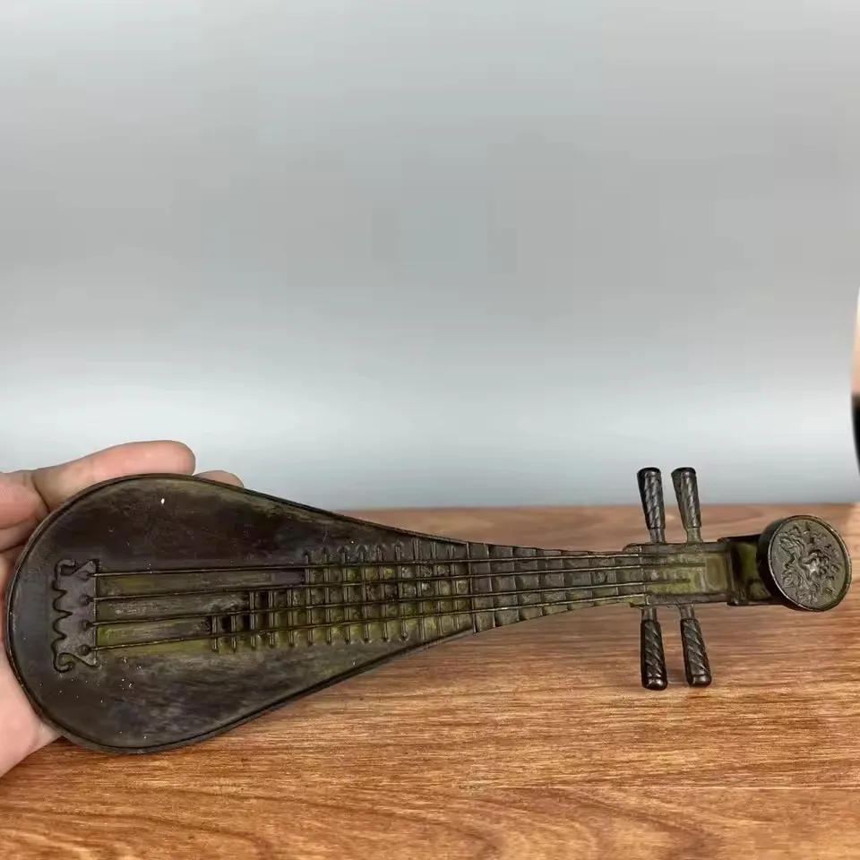 Chinese Musical Instruments Antique Bronze Collection Pipa Bronze Ornaments Crafts Fine Creative Antique Play