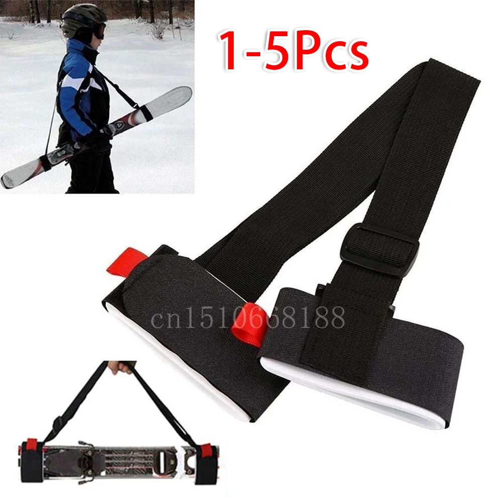 1/5Pcs Ski Pole Carrier Strap Adjustable Ski Shoulder Hand Carrier Lash Handle Straps Snowboard Porter Hook Loop