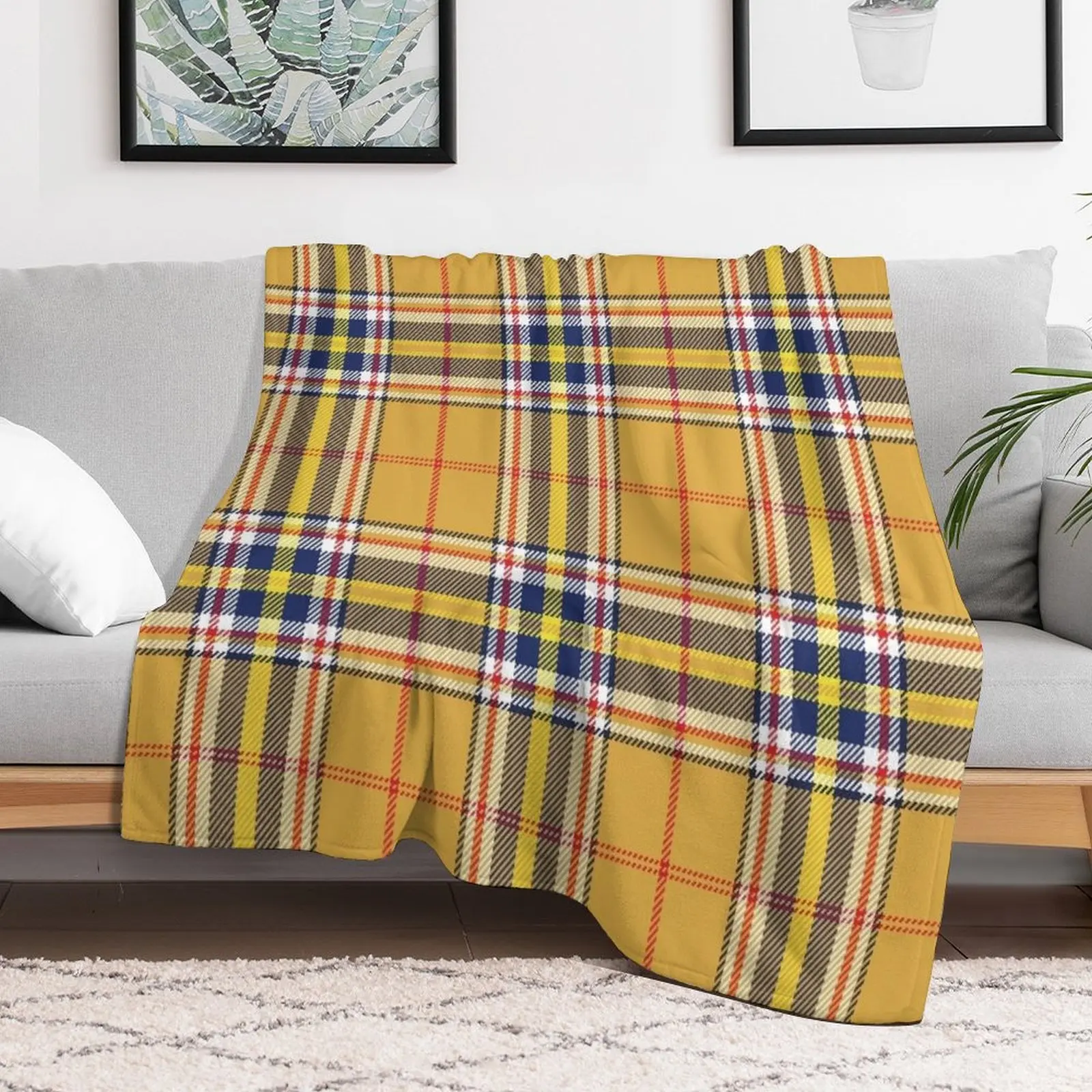 

Yellow Tartan Throw Blanket Decorative Sofa Hairy Picnic Blankets Decorative Sofas Tourist Retros Stuffeds Blankets