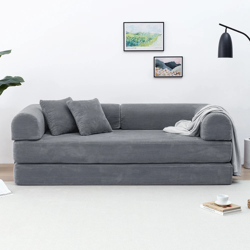 80-Inch Folding Convertible Sofa Bed, Fixed Shape Frame, Frameless Double Sofa Suitable for Small Spaces, Living Rooms, and Bedrooms - view 6