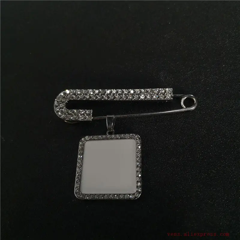 

sublimation new blank big pin with zircon charms brooches jewelry hot transfer printing consumables 20pcs/lot