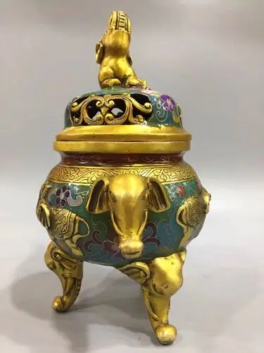 Chinese Antique Cloisonne handmade elephant incense burner Qianlong Year