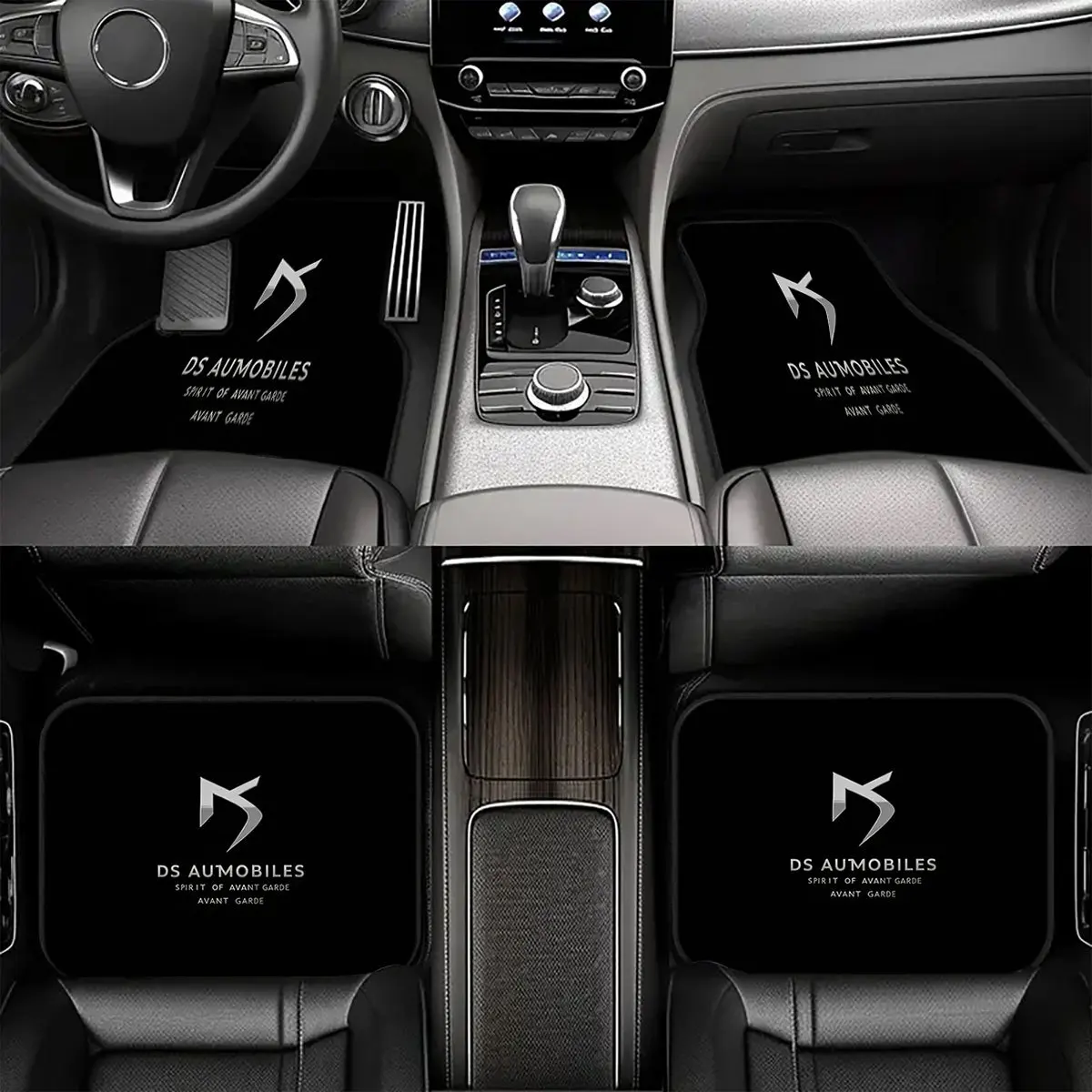 4pcs Crystal Velvet Car Mats With DS Logo And 'Avant Garde' Slogan, Durable And Easy To Clean, Machine Washable Or Hand Washable