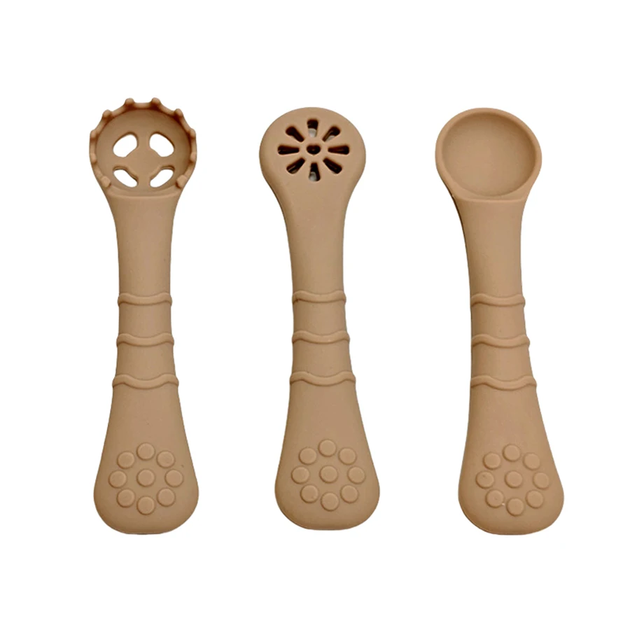 Silicone Baby Food Spoon Easy-to-Grip Training Tableware for Babies over 6 Months Old Christmas Gift