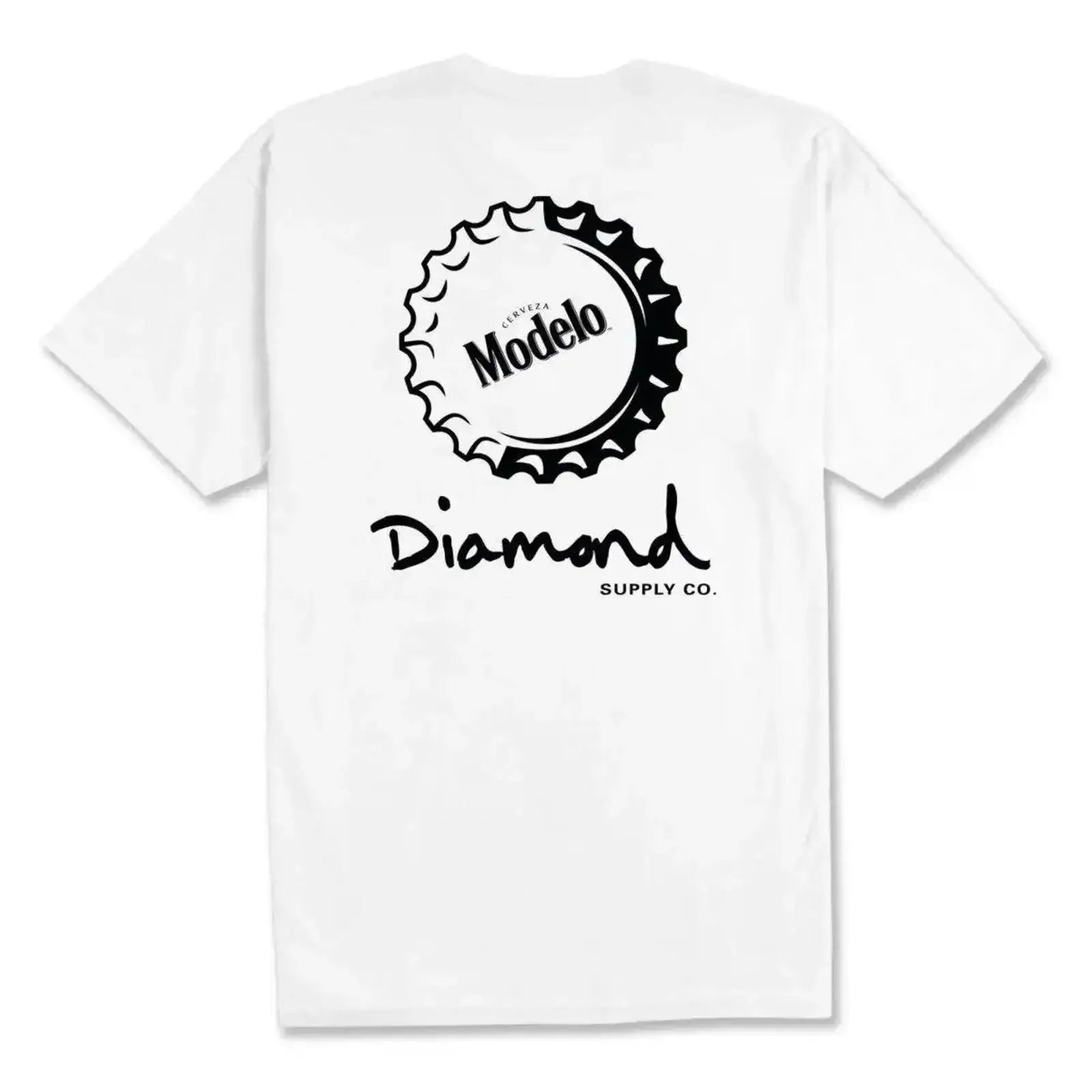 

White Diamond Supply x Modelo Bottle Cap T Shirt vintage Washed Comfortable Soft Stylish Versatile Stretched fashion vintage