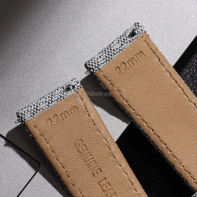 High Quality Nylon Leather Strap 20mm 22mm for Seiko for Samsung Galaxy Watch 6/5/4 Canvas Universal Quick Release Watch Band