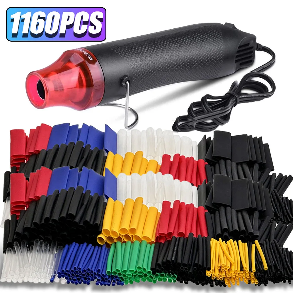 164/580/1160pcs Heat Shrink Tubing Set 2:1 Wire & Cable Wrap Sleeve, Insulated Heat Shrinkable Tubing for Data Cable Protection