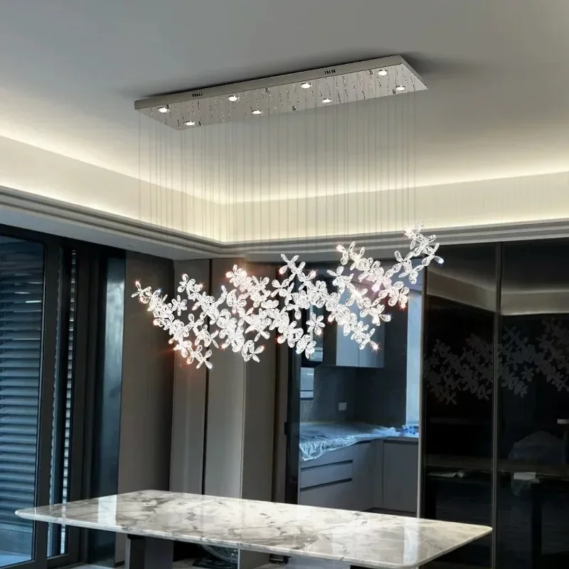 

Modern Luxury Crystal LED Chandelier Large Home Design Flower Shaped Crystal Decorative Lighting Fixture For Restaurant Barl