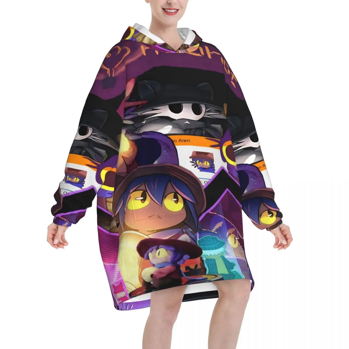OneShots Niko Blanket Hoodie Wearable Blanket Oversize with Pocket Warm Sleeping Bag Soft Cozy Onesie