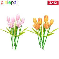 Pinlepai Jaki Building Build Brick Block Blocks Tulip Flower Building Bouquet Plant Bricks Model Set Romantic Toys For Children