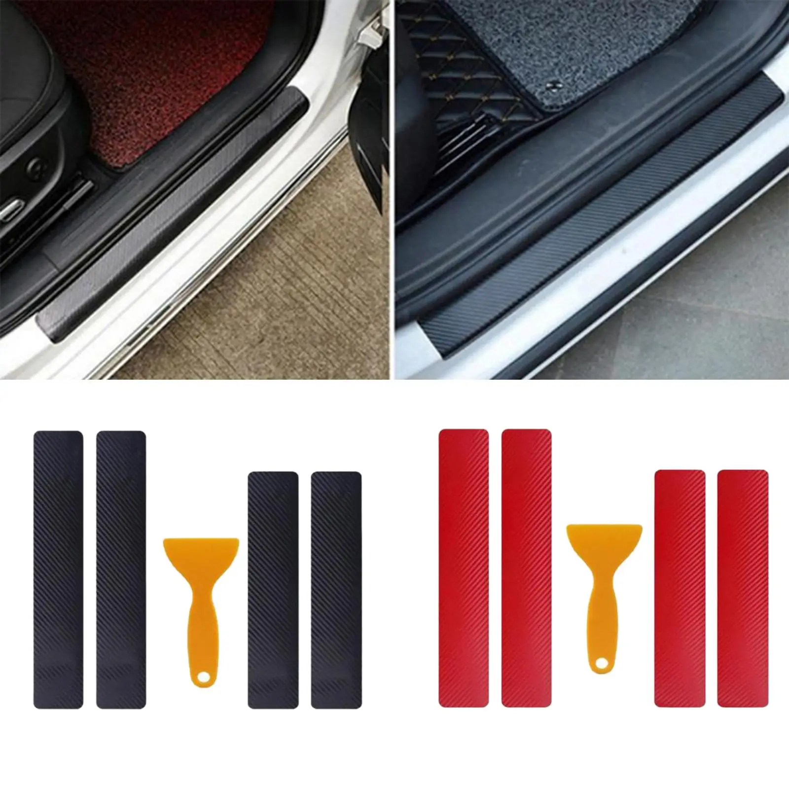 

8Pcs Door Sill Entry Guards 3D Durable Scuff Plate Film for Car SUV