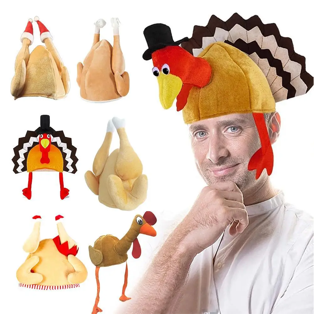 Funny Roasted Turkey Hat Thanksgiving Turkey Drumstick Hat Creative For Dressing Props Cosplay Holiday Atmosphere Dress Up Gift
