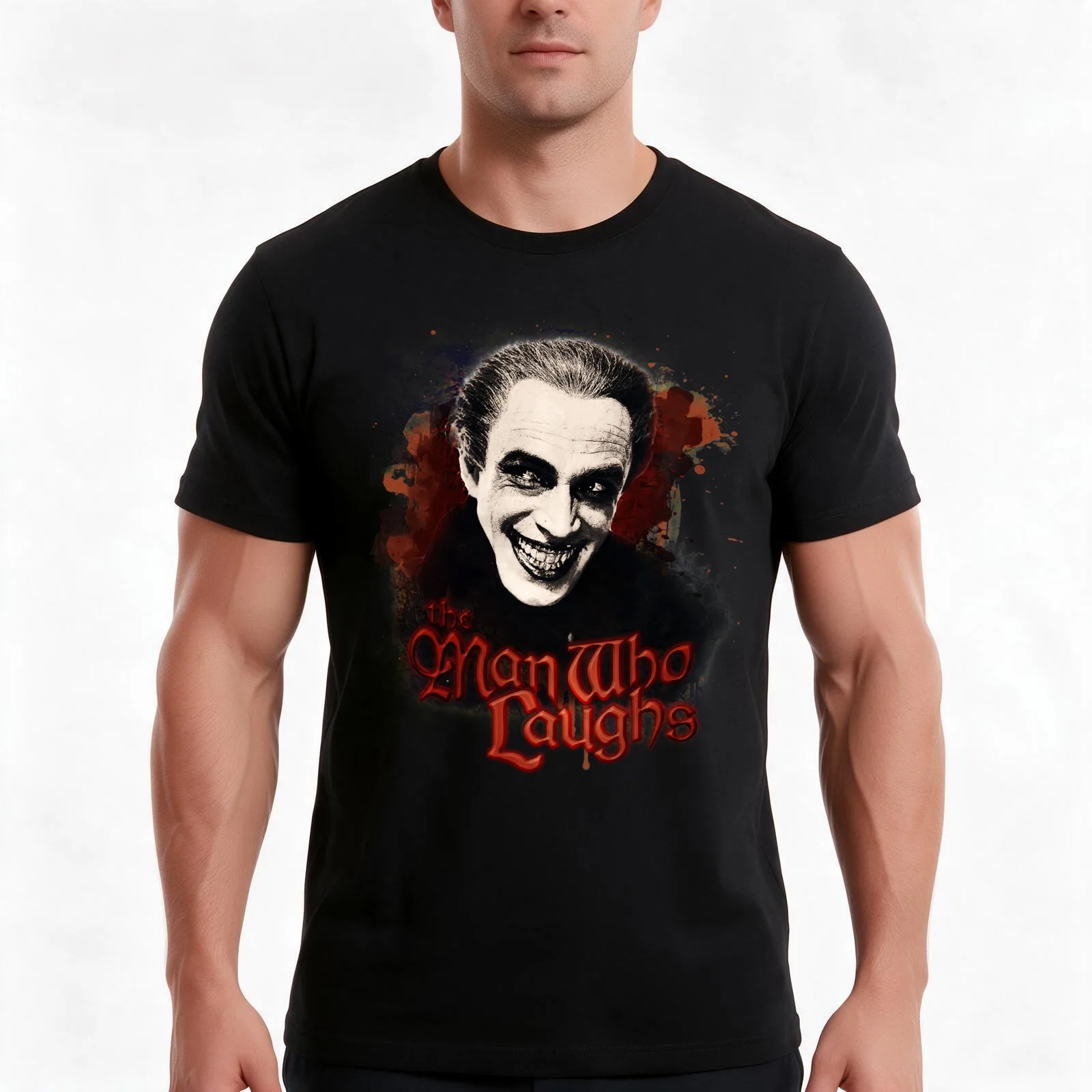 The Man Who Laughs T-Shirt, Summer Casual Cotton Tee, Oversized Streetwear Tops, Vintage Graphic Print, Loose Fit Short Sleeve