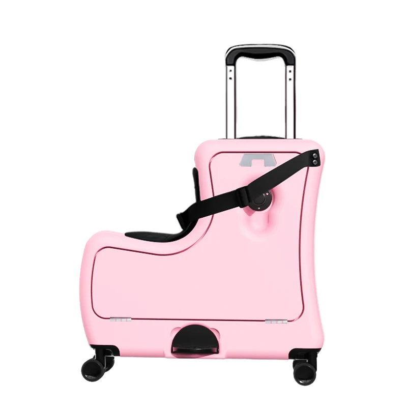

Child Travel Suitcase Sitting and Riding Trolley Case Double Row Four Rotating Wheel Lazy Person Aluminum Frame 24'' kid Luggage