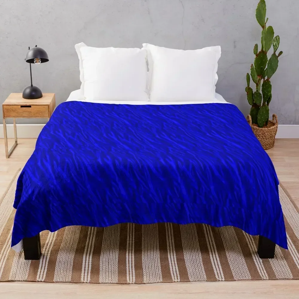 

Electric Blue Silk Print Throw Blanket Shaggy Furry Soft Blanket for Bedroom Living Room