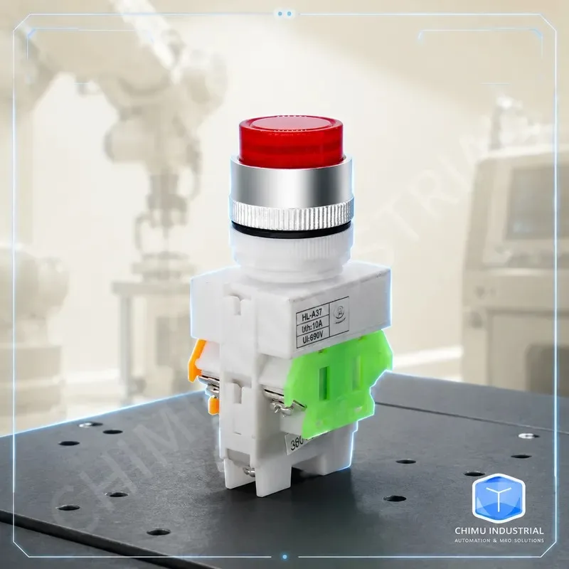 【CHIMU INDUSTRIAL】 for LAY37-11DNZS Push Button Switch 22MM Red Green Yellow Lamp AC DC 24V 220V