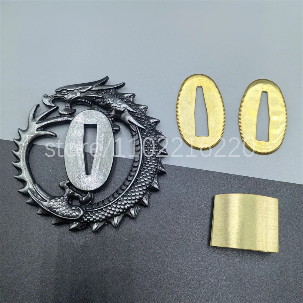 Very Cool Alloy Dragon Tsuba Handguard Guard Brass Habaki Seppa For Real Japanese Japan Samurai Katana Sword Fittings Parts New