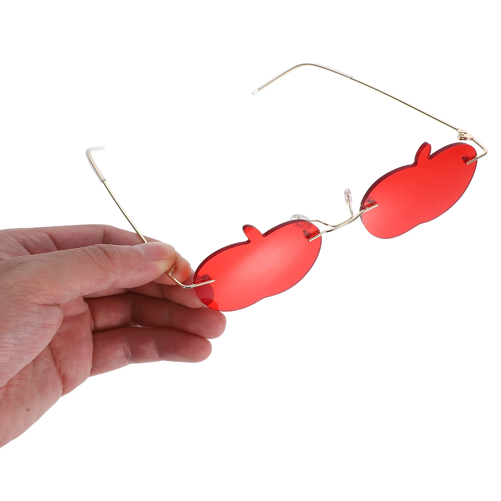 

1pc Cartoon Apple Frameless Sunglasses Red Hawaiian Party Glasses for Women Kids Photo Fashion Eyewear Lightweight Rimless UV