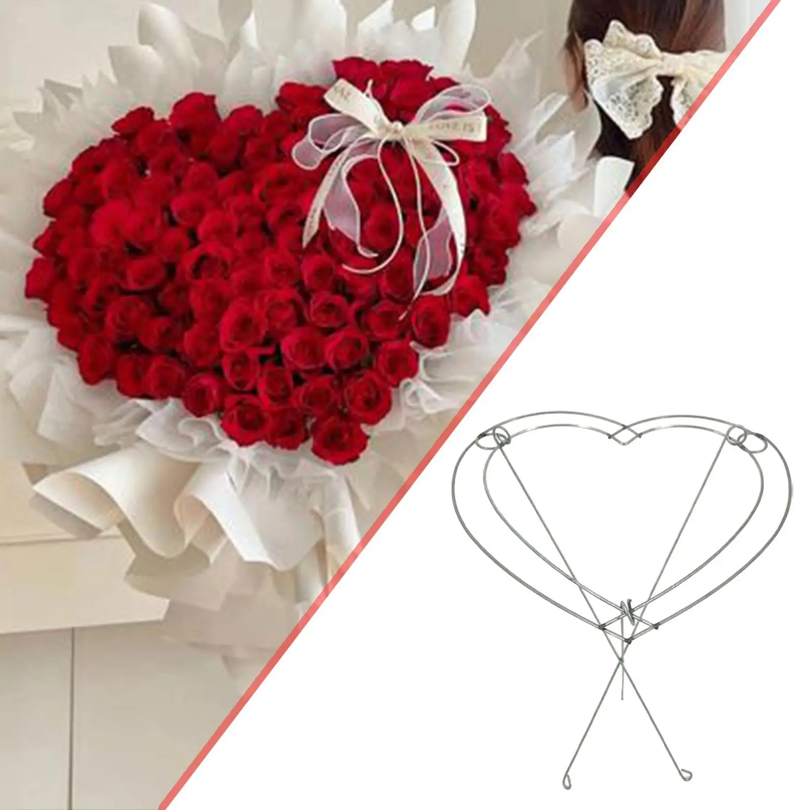 Stable Iron Flower Lid Floral Organizer for Bouquet Making Heart Shape Reusable Arranger Holder