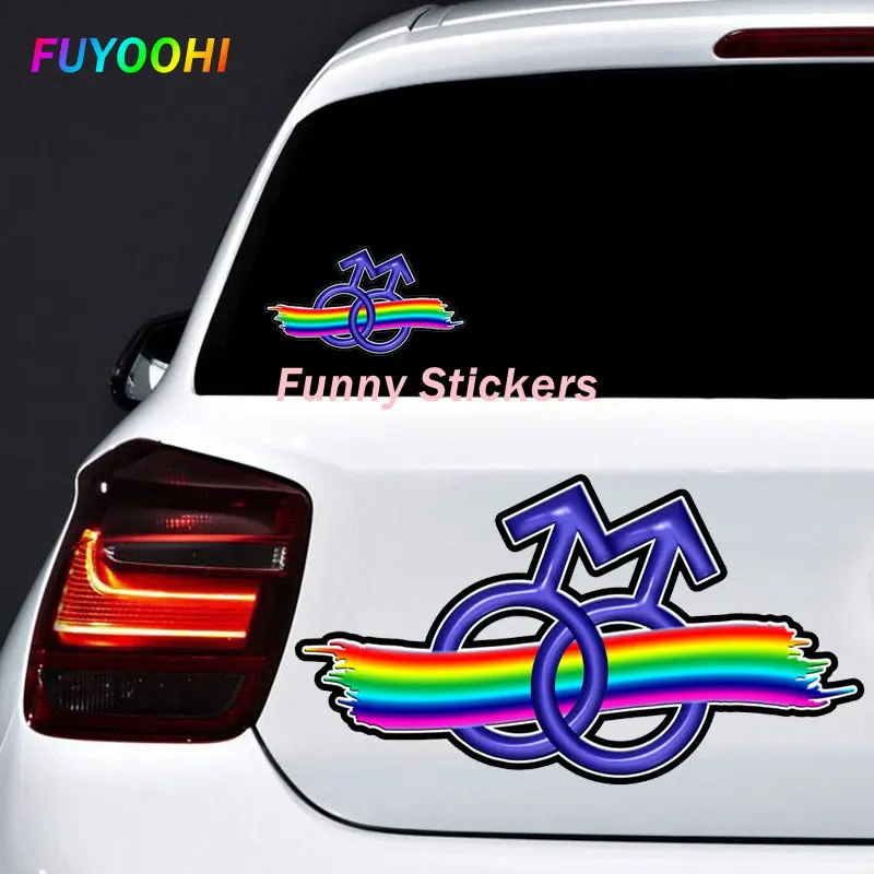 FUYOOHI Fashion Sticker Creativity Gay Rainbow Modeling Car Stickers PVC Auto Window Bumper Sunscreen Waterproof Decals