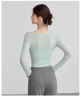 Yoga Clothes Autumn and Winter Sports Tops with Chest Pads Tight-fitting Slimming Long-sleeved Stylish Training Fitness Gym Top - Image 6