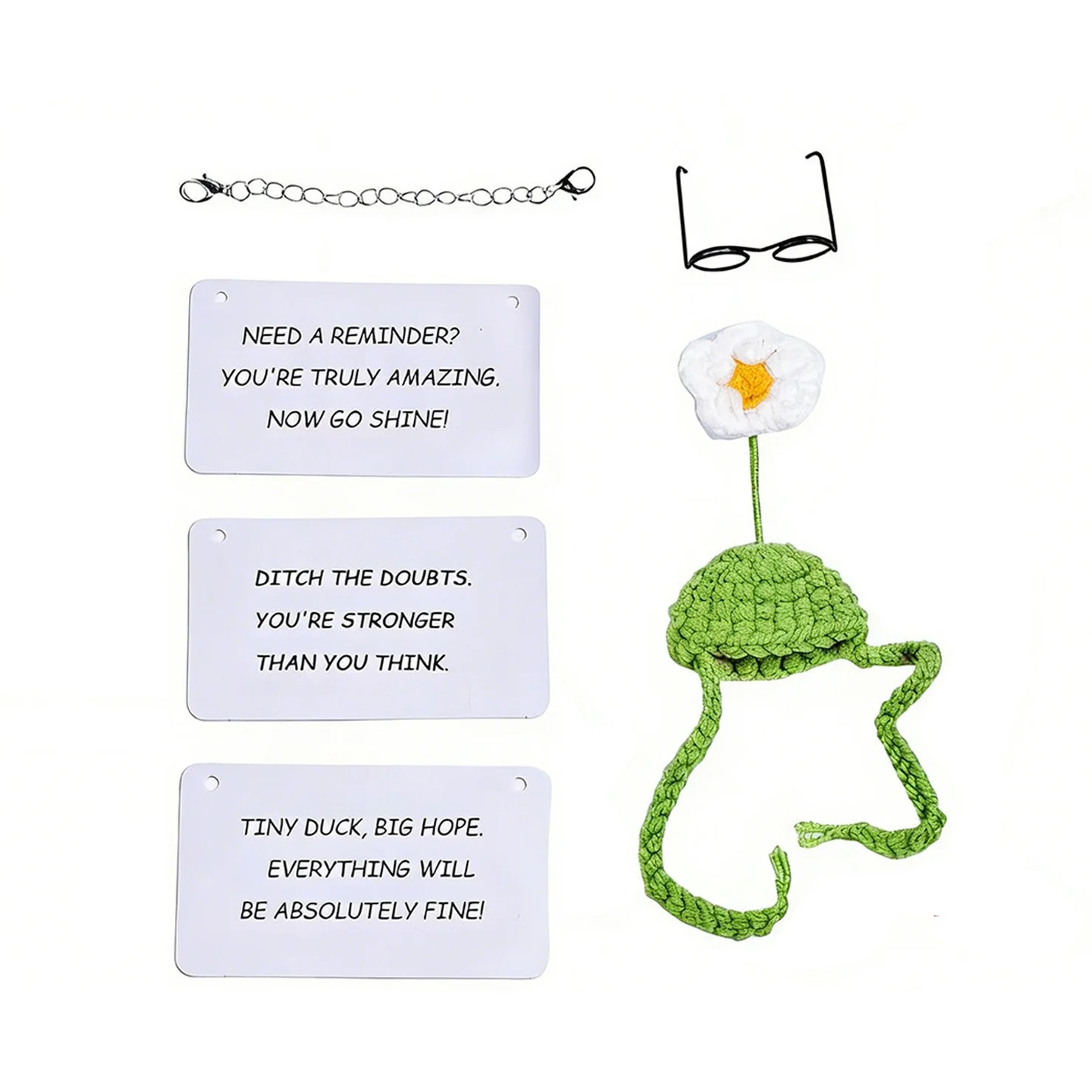 Desk Goose Accessories 7 Inches Cute Mini Goose Outfits Including Necklace Hat Glasses and Motivational Cards