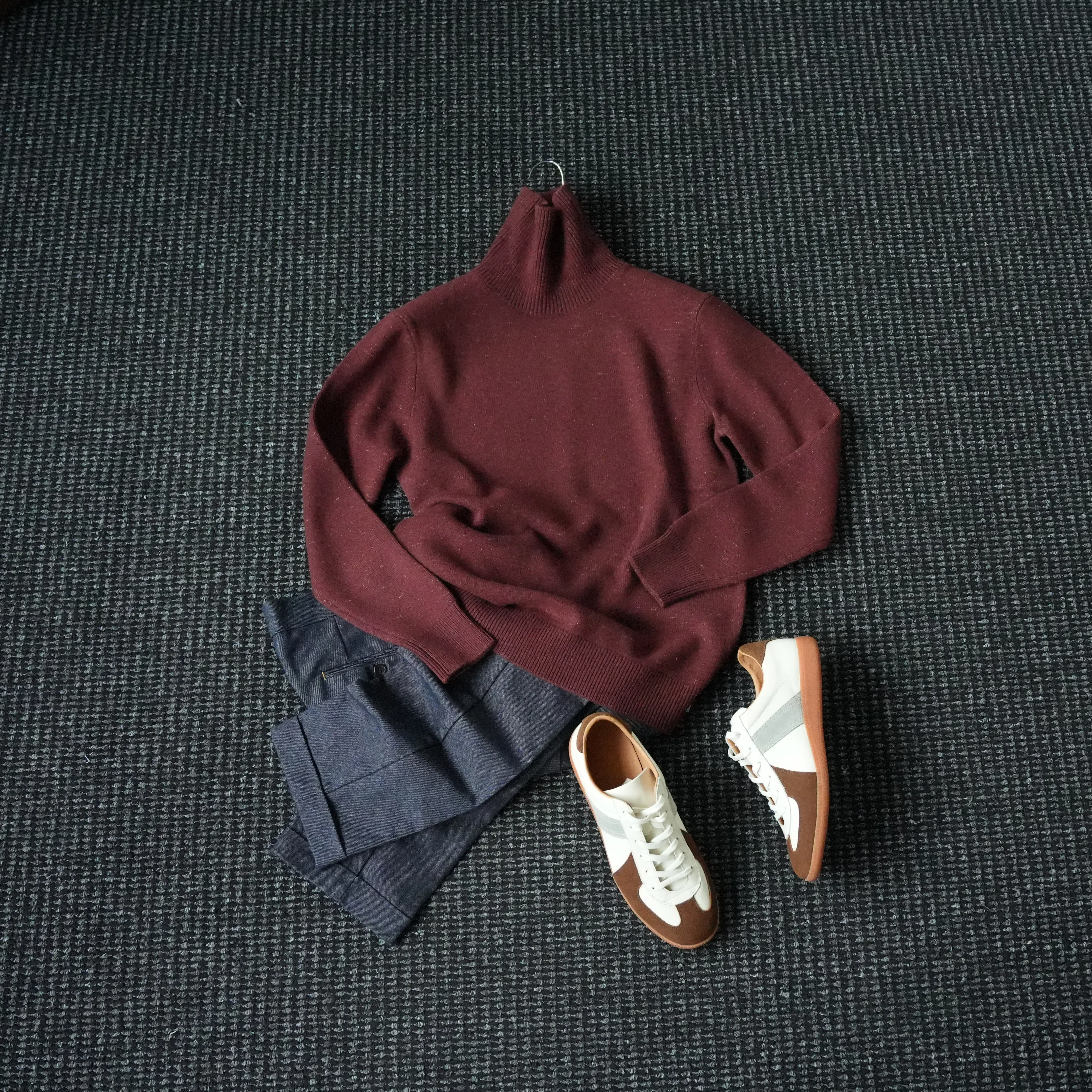 100% wool, fashionable semi-turtleneck warm knitted sweater men's casual versatile bottoming shirt tide
