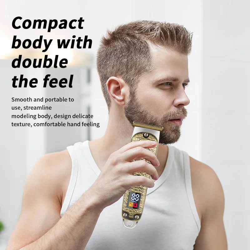 WAIKIL 전문 남성 이발사 레트로 오일 헤드 전기 푸셔, USB 충전 디지털 무선 트리머, 헤어 스타일링 도구
