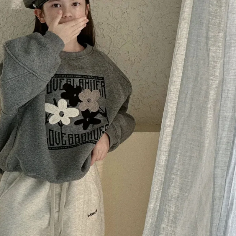 

Sweater Long-sleeved Base Shirt Grils Children Spring Autumn New Fashionable Korean Loose Casual All-matching Warm