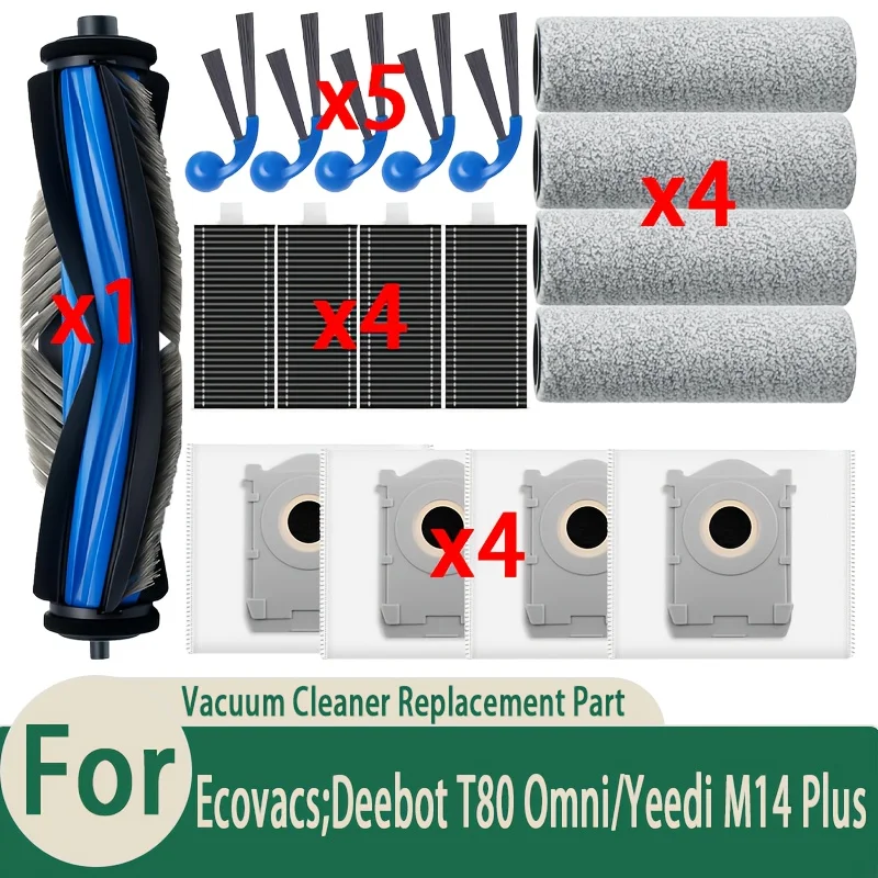 18-Piece Replacement Accessory Kit for Ecovacs DEEBOT T80 OMNI and Yeedi M14 Plus Robot Vacuums