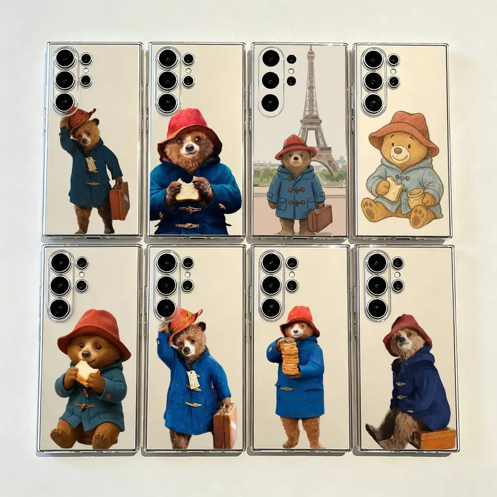 Paddington Bear Anti-Fall Transparent Printed Phone Case for Samsung Galaxy S26/S25/24/23/22/30/21/10/9,Ultra,Plus