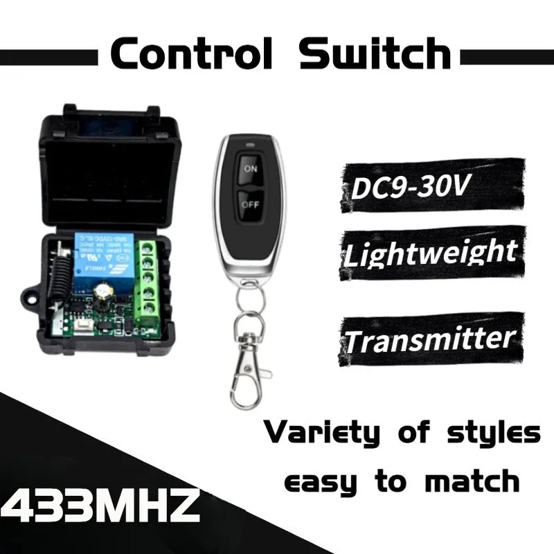 

433MHz Wireless Remote Control Switch DC 12V 1-Channel Relay Receiver Module RF Transmitter 10A Remote Control