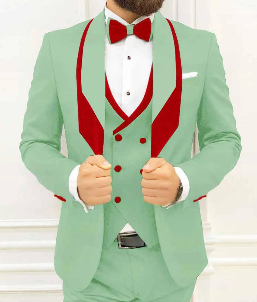 Graceful Wedding Party Dress Men's Stage Costume High Quality Patchwork 3-piece Men's Suit Casual suit men's tailcoat