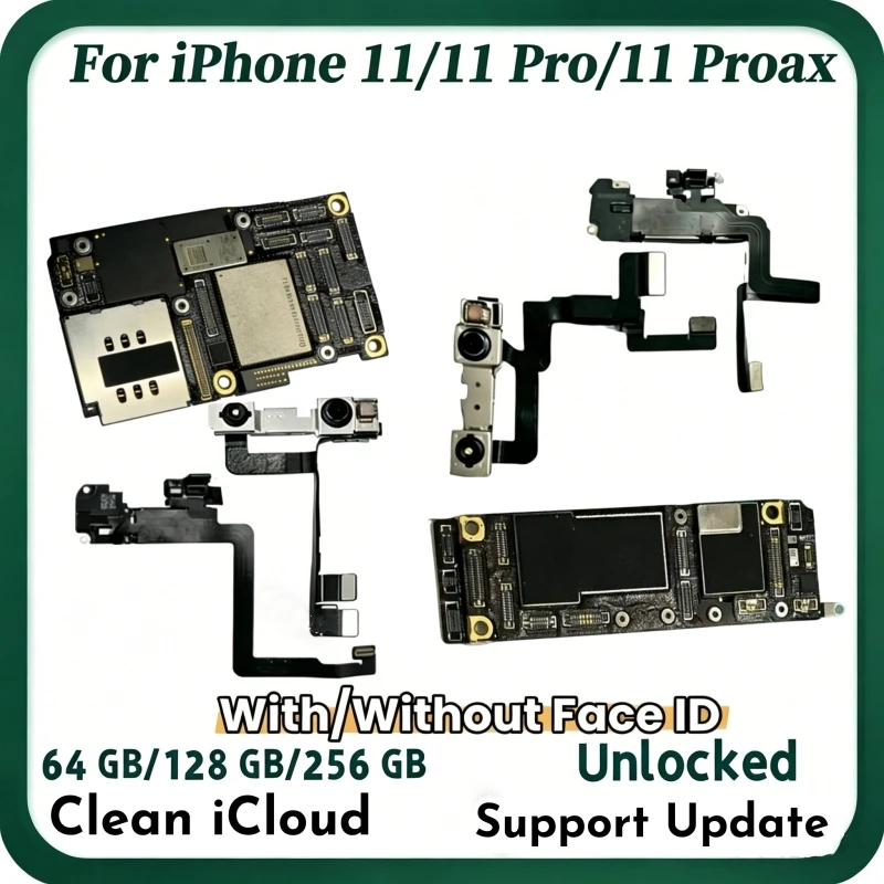 100% Working Unlocked Motherboard For iPhone 11 Pro Max With/NO Face ID Support iOS Update Logic Board Clean iCloud Mainboard