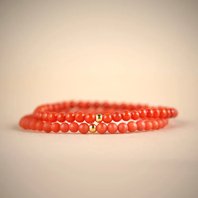 Chinese Style Lucky Cherry Red South Red Agate Single Strand Bracelet For Women Minimalist Blessing Fortune Jewelry 4mm 5mm 6mm