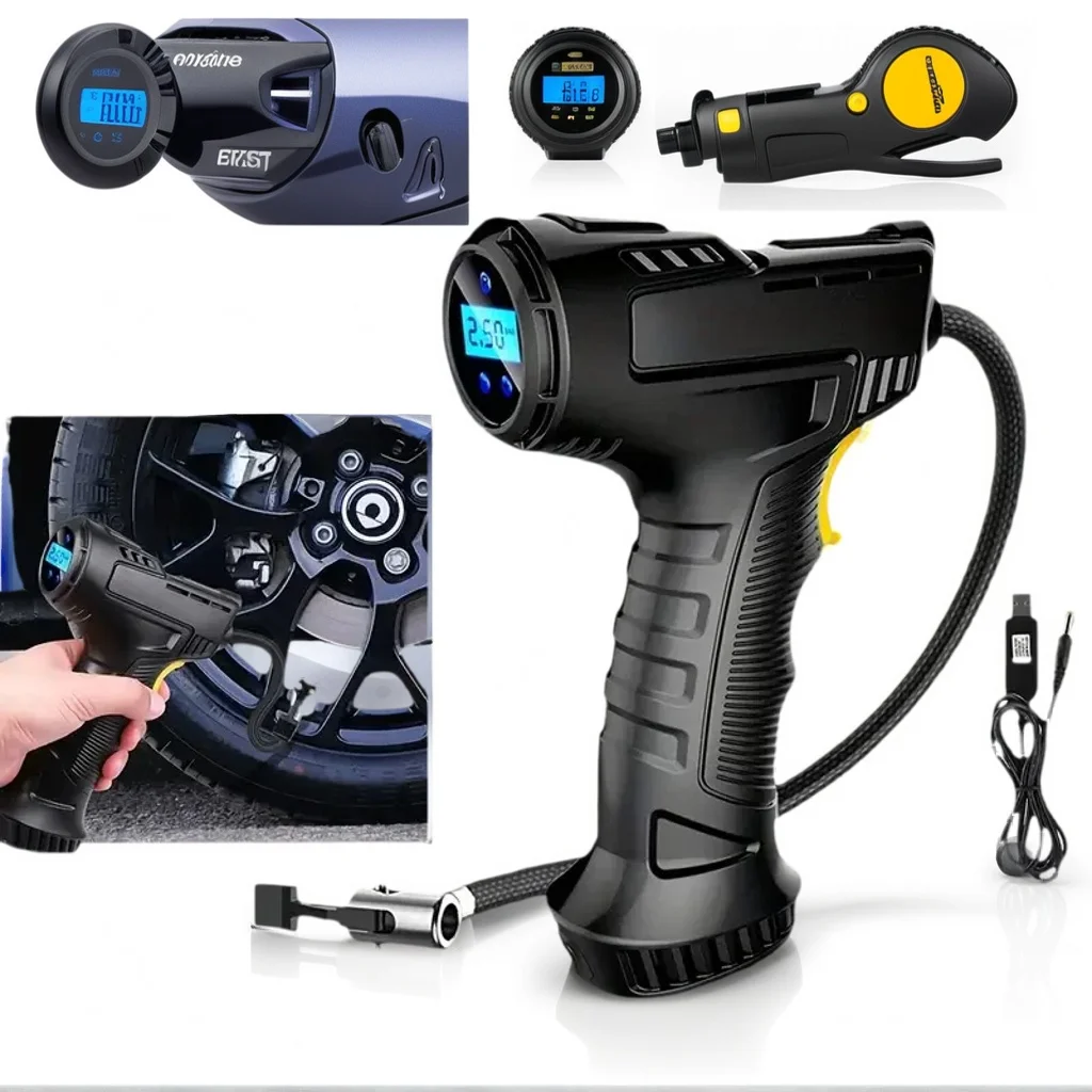 

Портативный воздушный компрессор - цифровой дисплей мощностью 120 Вт со светодиодной подсветкой, вилка прикуривателя