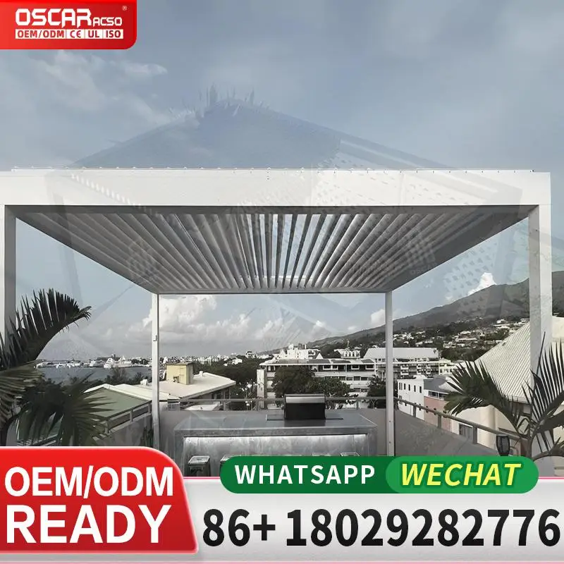هيكل ألومنيوم كهربائي بمحرك لجميع المواسم 5 م × 3 م مع سقف لعريشة الفناء الخلفي للحديقة #1