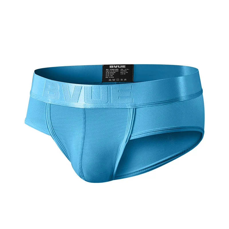 

Men's Ice Silk Underwear Mesh Breathable Low Rise Briefs Single Layer U-Bulge Sexy Solid Color Underpants Comfort Daily Panties
