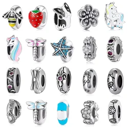 100% Authentic 925 Sterling Silver Fashion Women Charms Spacer Stopper Beads Fit Original JIUHAO Charm Bracelet Jewelry Making
