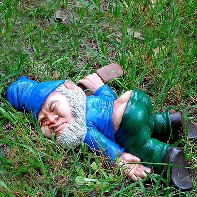 

Creative Dwarf Drunk Garden Gnome Patio Ornament Funny Rude Drunken Disorderly Statue Figurine Garden Accessories Decoration