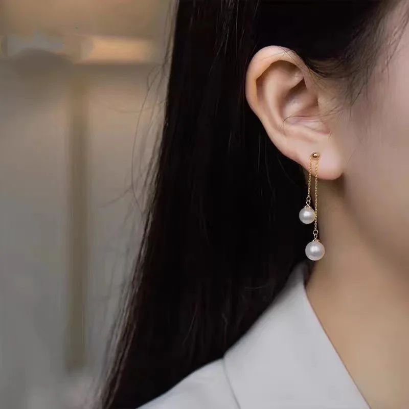 

XF800 18K Gold Earrings Pure AU750 The Adjusta Earrings Fine Akoya Pearl Ear Jewelry Exclusive Wedding Gift For Women E620