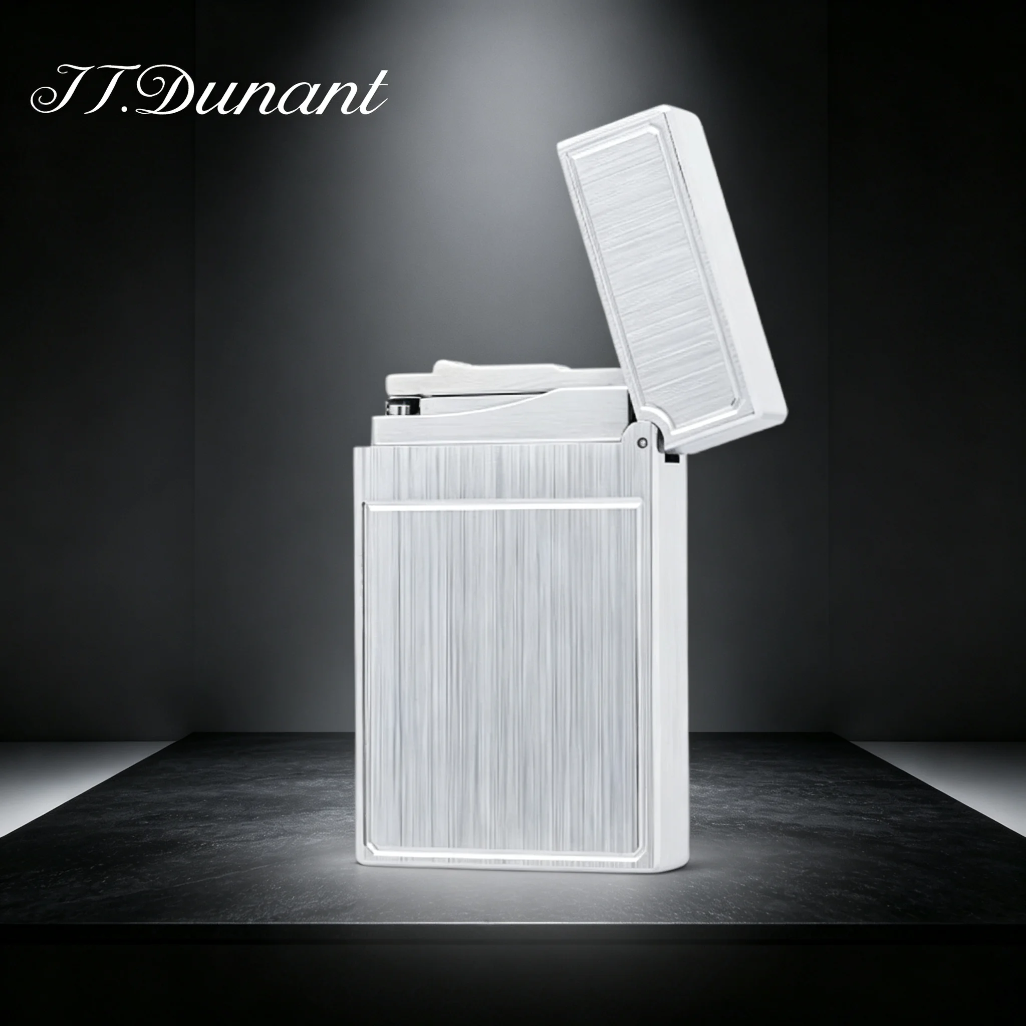 JT.Dunant Lighter Brushed Metal Floral Roller Dual Flame Ding Sound Refillable Butane Gas Lighter Luxury Men Smoking Gift