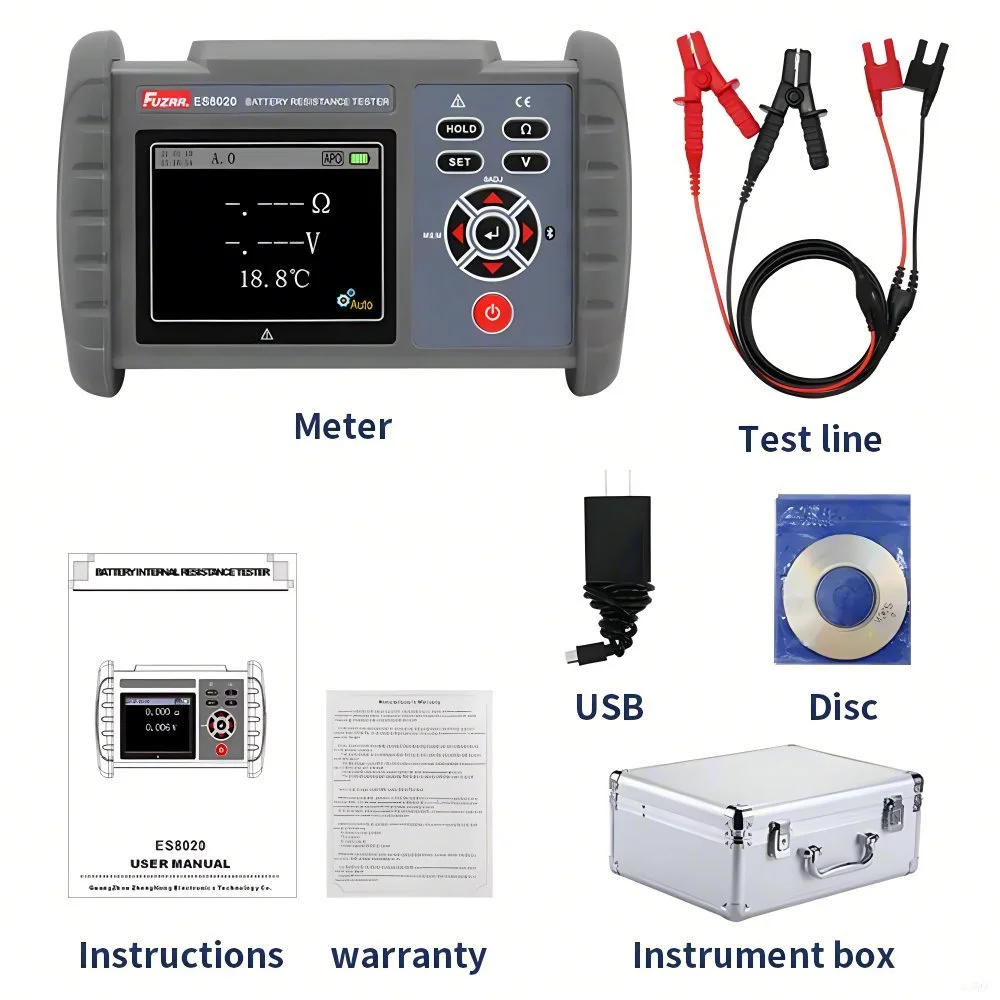 ES8020 Handheld Lead Acid Lithium Battery Inner Impedance Tester Storage Internal Resistance Detector Battery Maintenance Device