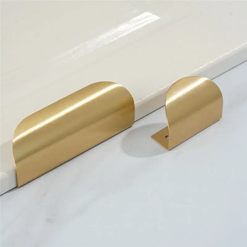 AA81-Brass Medicine Cabinet Solid Invisible Handle Wardrobe Cabinet Furniture Modern Simple Door Handle