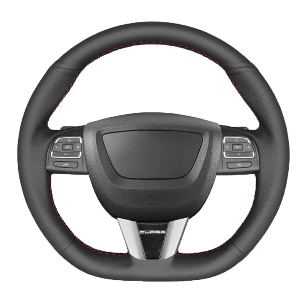 

Soft Black Artificial Leather Car Steering Wheel Cover For Seat Leon Altea Leon Cupra 2008-2012 Toledo 2012-2014 Alhambra 2010