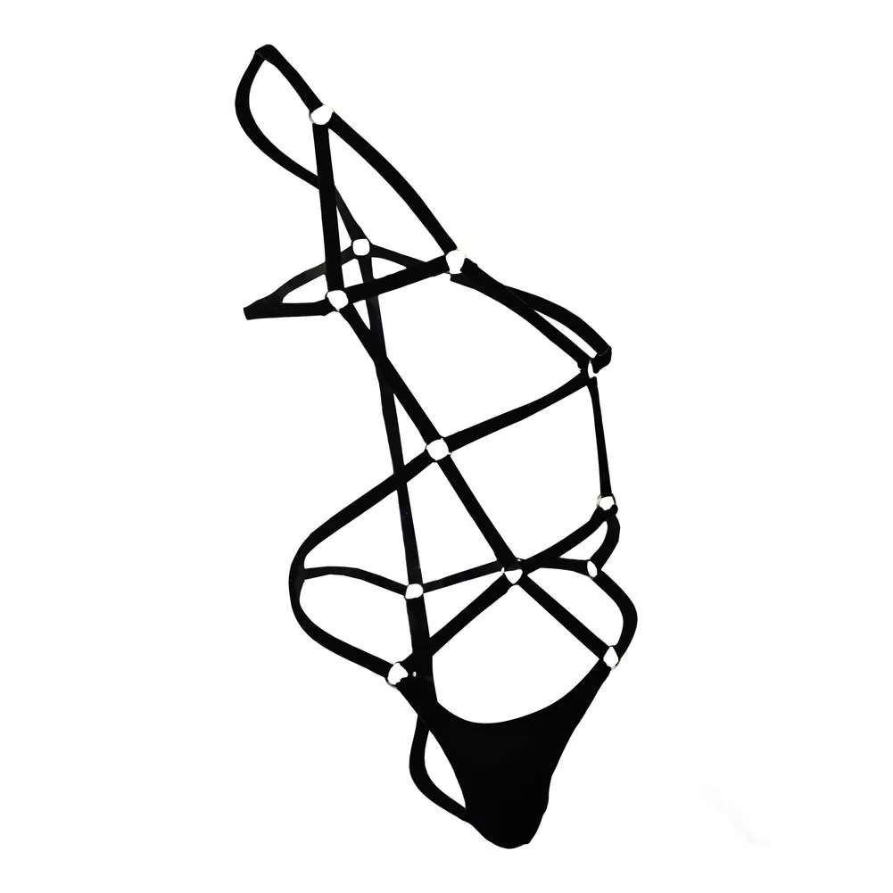 بدلة قفز مثيرة للرجال ملابس ملهى ليلي Leoatrd ملابس داخلية مجوفة بدلة مثيرة حلقة مثلي الجنس متعة ضبط عبودية قفص كامل الجسم